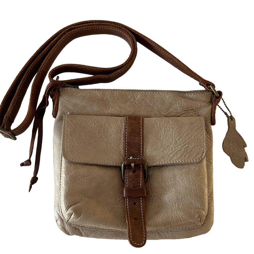 Roots Tan Leather Crossbody Bag
